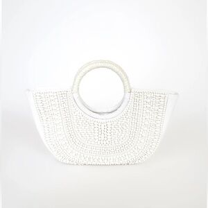 Used Lulu’s Summer Walks White Beaded Tote Bag